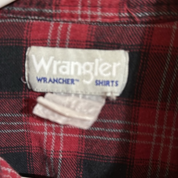 Wrangler Red and Black Plaid Snap Button Shirt - Picture 2 of 4